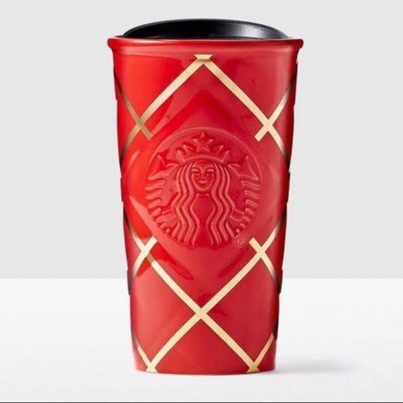 Starbucks Holiday 2016 Red Quilted Travel Mug - Picture 1 of 8